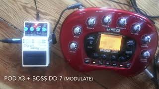 Testing Line6 Pod X3 and Boss DD-7