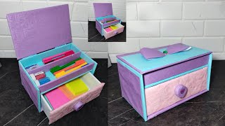 Cardboard Craft Ideas - Desktop Organizer From Cardboard - Cardboard Pencil Case