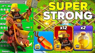 Unstoppable TH16 Sui Hero + Super Hog Rider Crushing Legend League Attack!