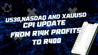 US30,NASDAQ AND XAUUSD CPI UPDATE [FROM 14K PROFITS TO 400ZAR PROFITS