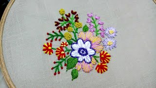 Hand embroidery pattern with multiple stitches