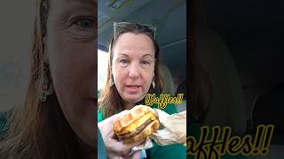 Trying Waffle sausage, egg and cheese sandwich at Speedway! #shorts #food #waffles