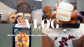 VLOG| SELF CARE | MOVIES, BOUGIE SKINCARE, HAIRCARE, NEW NAILS, LASHES + MORE!!!