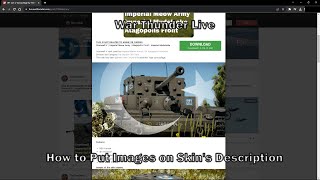 War Thunder Live how to put images on Skin's Description? In 1 Minute