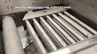 Basket fryer with automatic discharge for testing video|continuous frying machine|potato chips fryer