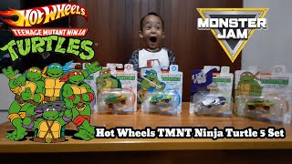 Bermain Hot Wheels TMNT Ninja Turtles Set Of 5 Pcs & Monster Jam Turtle | Yoichi Yafizhan