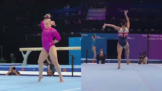 Joscelyn Roberson and Jessica Gadirova identical floor routines