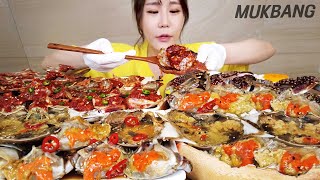 SUB) 밥도둑❤️ 국내산 간장게장 양념게장 양념새우구이 (ft. 흰쌀밥 먹방) SPICY MARINAATED CRAB SEAFOOD REAL SOUND ASMR MUKBANG