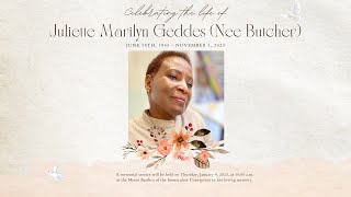 Celebrating the Life of Juliette Marilyn Geddes (Nee Butcher)