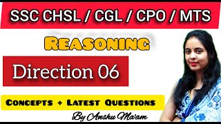 SSC CHSL/CGL/CPO/GD 2024 || REASONING DIRECTION - 6| SSC EXAM PREPARATION | REASONING BY ANSHU MA'AM