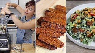 Vegan Bacon Caesar, Alfredo, Zucchini Brownies // Cook w/ Me