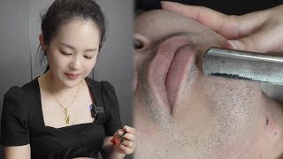 💈ASMR | A man's face grows a beard if he doesn't shave it in a day. 🪒Shave a man's head!