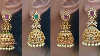 New Gold Jhumka Designs 2024/Stone jhumka designs/latest gold earrings Design #gold#earrings #meesho