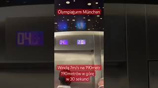 Winda 7m/s na 190 metrów w 30 sekund Olimpia Park Monachium Olympiaturm