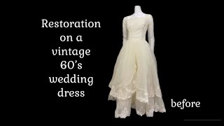 From bedraggled to beautiful. Restoring a vintage 60’s wedding dress. #vintageweddingdresses