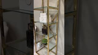 5 Tier Modern Gold Metal And Glass Shelving Unit Bookcase Display Unit