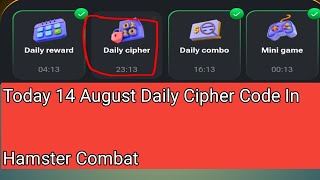 Hamster Combat August 14 Cipher Code today daily cipher code 14 August hamster combat