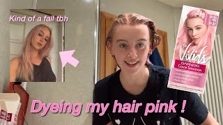 dyeing/dying my hair pink with garnier colour sensation !!