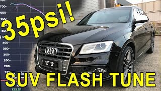 Flash tuning an Audi SQ5 twin turbo daily driver to 35PSI! Dyno, 0-60, 1/4mi of V6T 3.0T TDI