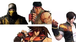 Combos with the protagonists of fighting games ( KOF XIII, SFV, KOF XIV, MK XL, GGXRD REV)