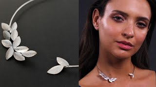 Chic olive leaves choker necklace made of sterling silver | Emmanuela®