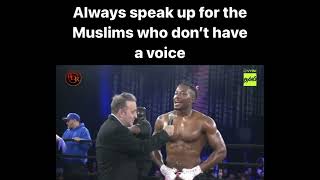 American Muslim Boxer speaks up for World Muslims & shouts Allahu akbar after 10-0 knockout #shorts