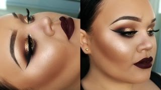 Gold Glitter Eyes | Full Face Drugstore Makeup Tutorial | New Years Eve | Makeupwithjah