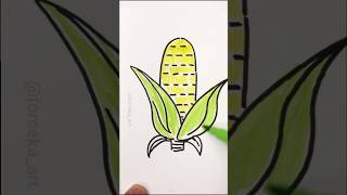 Easy to Draw Corn for Kids 🌽/  Step by Step #asme #shorts #drawing