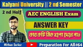 Kalyani University 2nd Semester AEC 2 English Answer key// 2 nd Half