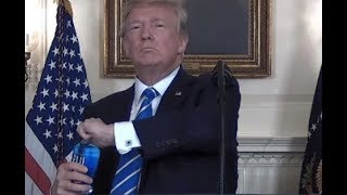 WATCH: "They don't have water, that's OK." Trump takes a break from his remarks for a drink of water