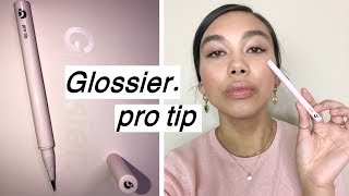 NEW GLOSSIER PRO TIP LIQUID EYELINER | Review + Swatches on Hooded Eyes