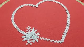 Scroll Stitch, Heart shaped embroidery design with scroll stitch