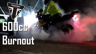 Learning how to do a Burnout on my 600cc Sportsbike!