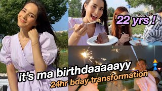 24HR BIRTHDAY TRANFORMATION GLOW UP | self-care, piercings, try-on haul, hangang picnic, and CAKE