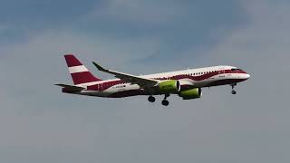 Air Baltic Airbus A220-300 YL-ABN landing at Zurich Airport