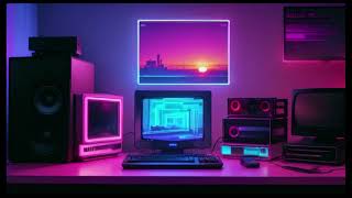 AI: Computer Room in style Newretrowave-Synthwave