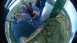 Izzie's first bungee jump (300ft - Windsor Bray Lake)