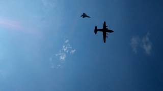 Hercules C130 and Eurofighter slow flyby - Airpower16