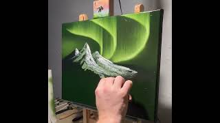 Northern Lights Bob Ross Style Oil Painting #bobross #northernlights #art #howto #video #oil #paint