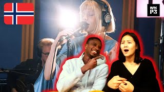 ASIAN GIRL'S REACTION TO AURORA "Rasputin" [Boney M cover]  acoustic live PERFORMANCE