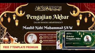 DESAIN PREMIUM BANNER & SPANDUK MAULID NABI MUHAMMAD 1446 H || FREE POWERPOINT #canva