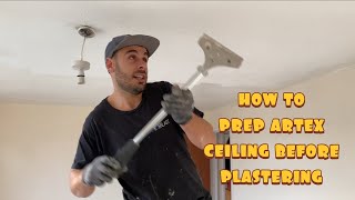 How to prepare old artex ceiling before plastering #plastering