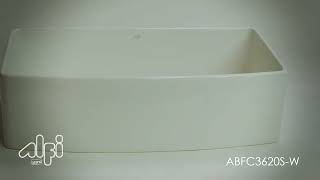 ALFI Brand ABFC3620S-W White Smooth Curved Apron 36" x 20" Single Bowl Fireclay Farm Sink