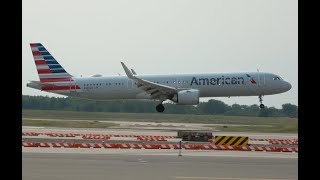 American Airlines Airbus A321NEO landing, DTW