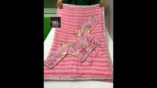 sarees with sequence border having switched work blouse and belt size 38(margin)only 1499/-rs