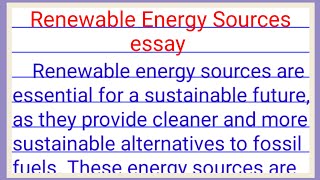 renewable energy sources essay| renewable energy resources