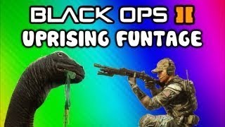 Black Ops 2 Uprising Funny Moments #2 - Barrel & Car Roulette, Drum Solo, Big Dinosaur (Funtage)