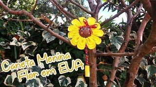 🌺 Caneta Menina Flor em EVA / Flower Girl Pen in Foam 🌺