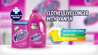 Vanish Pink Liquid: Removes Tough Stains and Kills 99.9% of Bacteria on Clothes