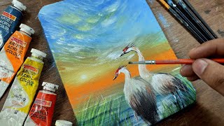 How To Darw Morning Sunrise / Acrylic Painting Techniques for Beginners Step by Step JANMEJAYART #82